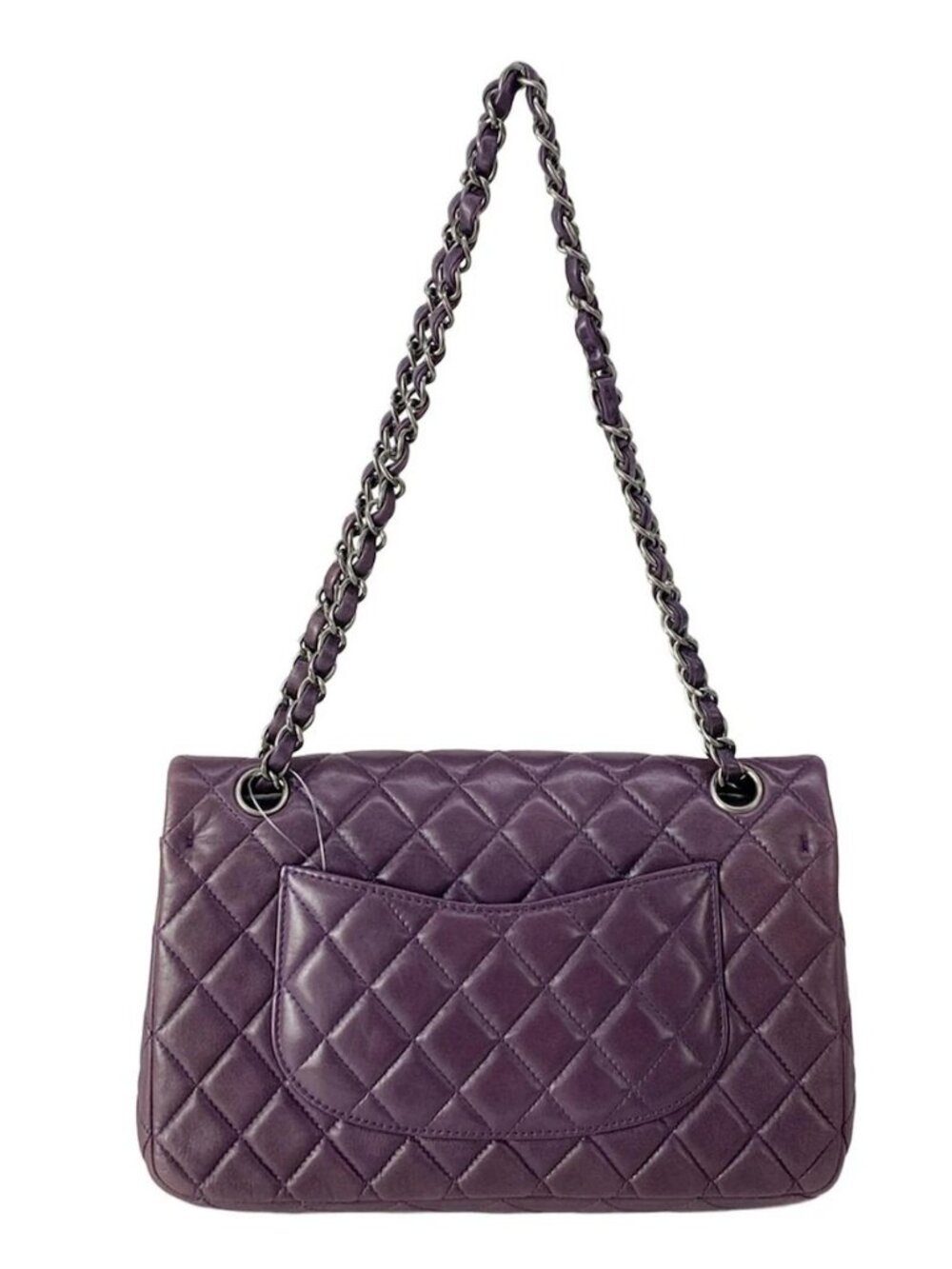 CHANEL Double Flap Matelasse A01112 Purple Lambskin Shoulder Bag - Picture 3 of 16